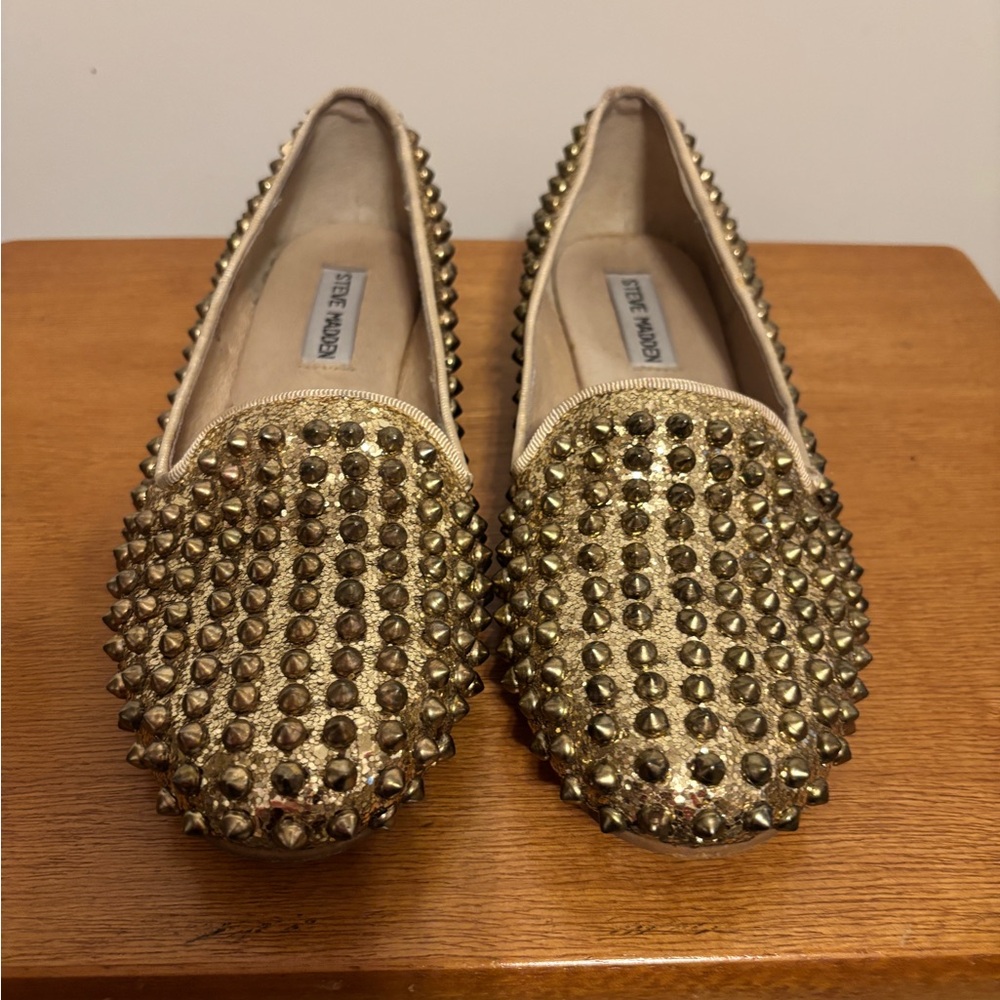 Steve Madden Metallic Gold Studded Flats